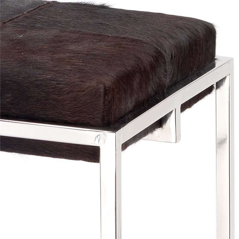 J&D Designs Co Shelby Stainless Steel/Hide Counter Stool in Nickel/Espresso