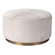 J&D Designs Co Thackeray Large Round Metal/Leather Hide Pouf in White