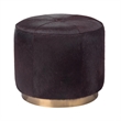 J&D Designs Co Thackeray Small Round Leather Hide Pouf in Espresso