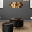 J&D Designs Co Thackeray Small Round Leather Hide Pouf in Espresso