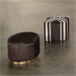 J&D Designs Co Thackeray Small Round Leather Hide Pouf in Espresso