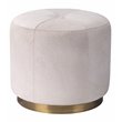 J&D Designs Co Thackeray Small Round Metal/Leather Hide Pouf in White