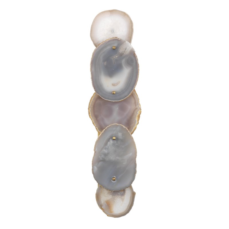 J&D Designs Co Trinity 5-Slice Agate /Steel Metal Wall Sconce in Antique Brass