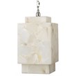 J&D Designs Co Borealis Cube Transitional Alabaster Stone Pendant in White