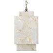 J&D Designs Co Borealis Cube Transitional Alabaster Stone Pendant in White
