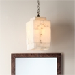 J&D Designs Co Borealis Cube Transitional Alabaster Stone Pendant in White