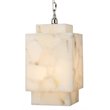 J&D Designs Co Borealis Cube Transitional Alabaster Stone Pendant in White