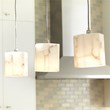 J&D Designs Co Borealis Hexagon Transitional Alabaster Stone Pendant in White