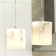 J&D Designs Co Borealis Hexagon Transitional Alabaster Stone Pendant in White