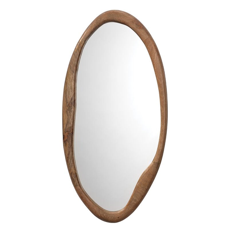 J&D Designs Co Oval Organic Transitional Wood Mirror in Natural