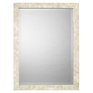 J&D Designs Co Rectangle Contemporary Mop Glass Mirror in Pearl Cream