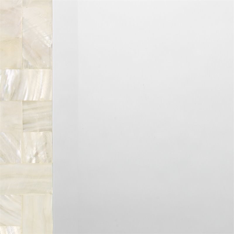 J&D Designs Co Rectangle Contemporary Mop Glass Mirror in Pearl Cream