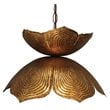 J&D Designs Co Large Flowering Lotus Traditional Metal Pendant in Gold