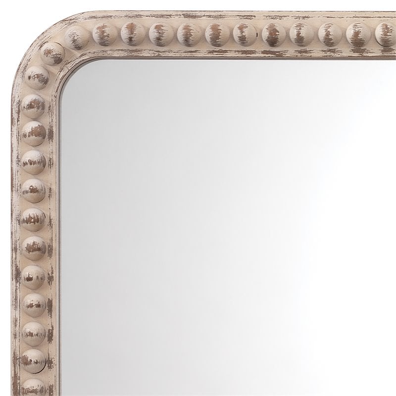 J&D Designs Co Audrey Rectangle Coastal Wood Mirror in White Washed