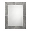 J&D Designs Co Cross Stitch Rectangle Leather Hide Mirror in Gray/White