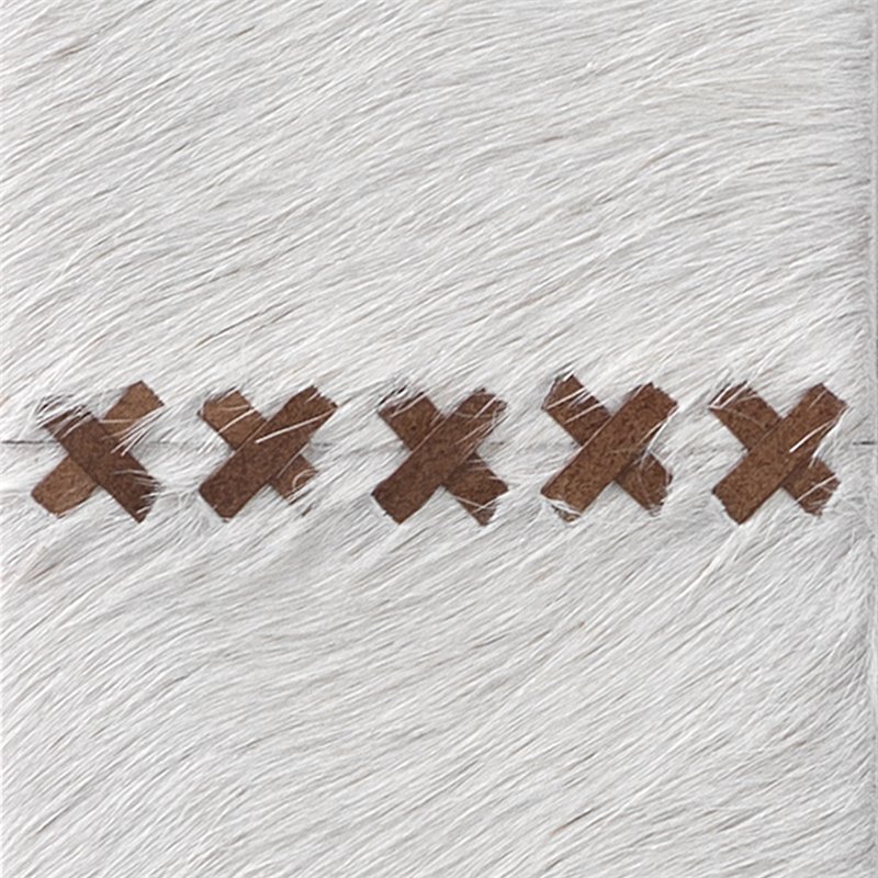 J&D Designs Co Cross Stitch Rectangle Leather Hide Mirror in White/Brown