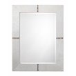J&D Designs Co Cross Stitch Rectangle Leather Hide Mirror in White/Brown