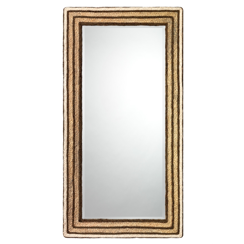 J&D Designs Co Evergreen Rectangle Coastal Glass/Seagrass Mirror in Natural