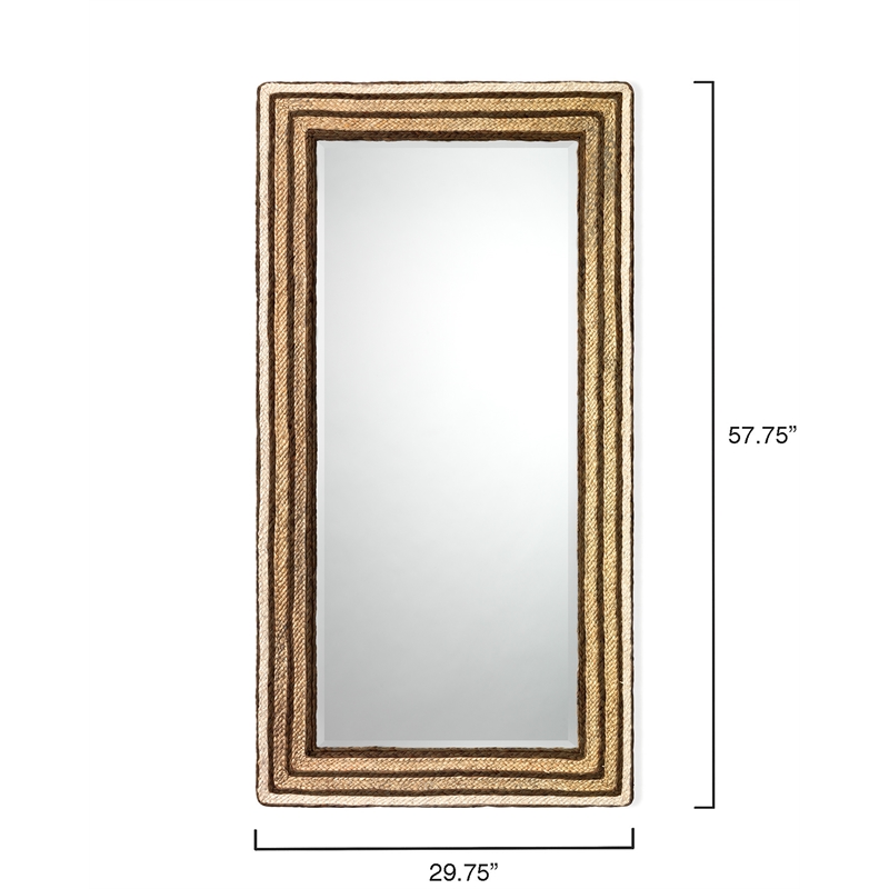 J&D Designs Co Evergreen Rectangle Coastal Glass/Seagrass Mirror in Natural
