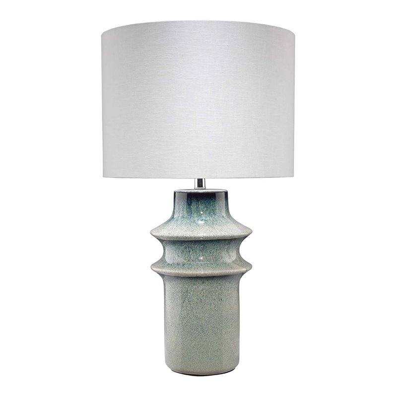 J&D Designs Co Cymbals Coastal Ceramic Table Lamp in Blue Reactive Glaze