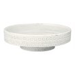 J&D Designs Co Geometric Patterns Coastal Ceramic Coco Pedestal Bowl in White