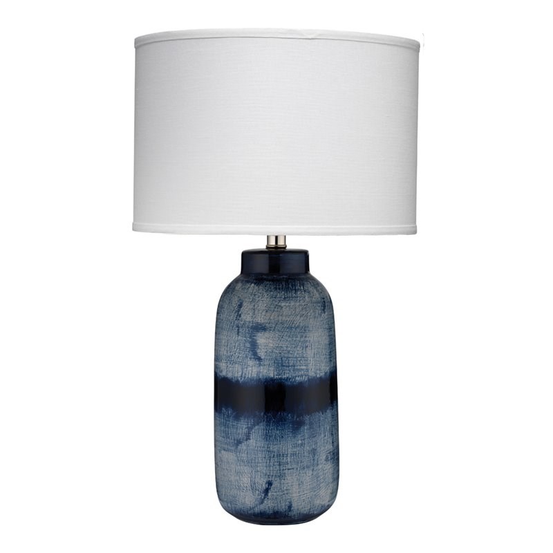 J&D Designs Co Large Coastal Ceramic Batik Table Lamp in Blue/White