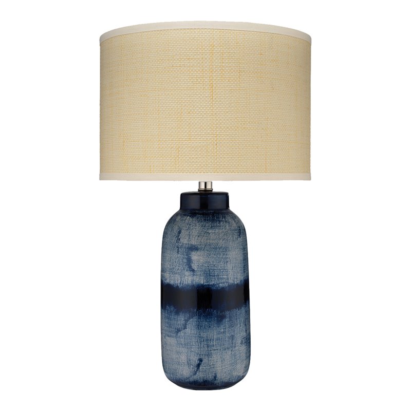J&D Designs Co Large Coastal Ceramic Batik Table Lamp in Blue/Brown