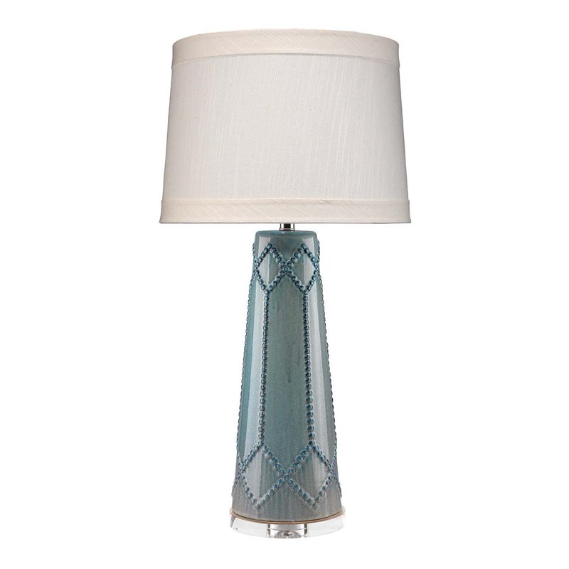 J&D Designs Co Hobnail Traditional Ceramic Table Lamp in Blue