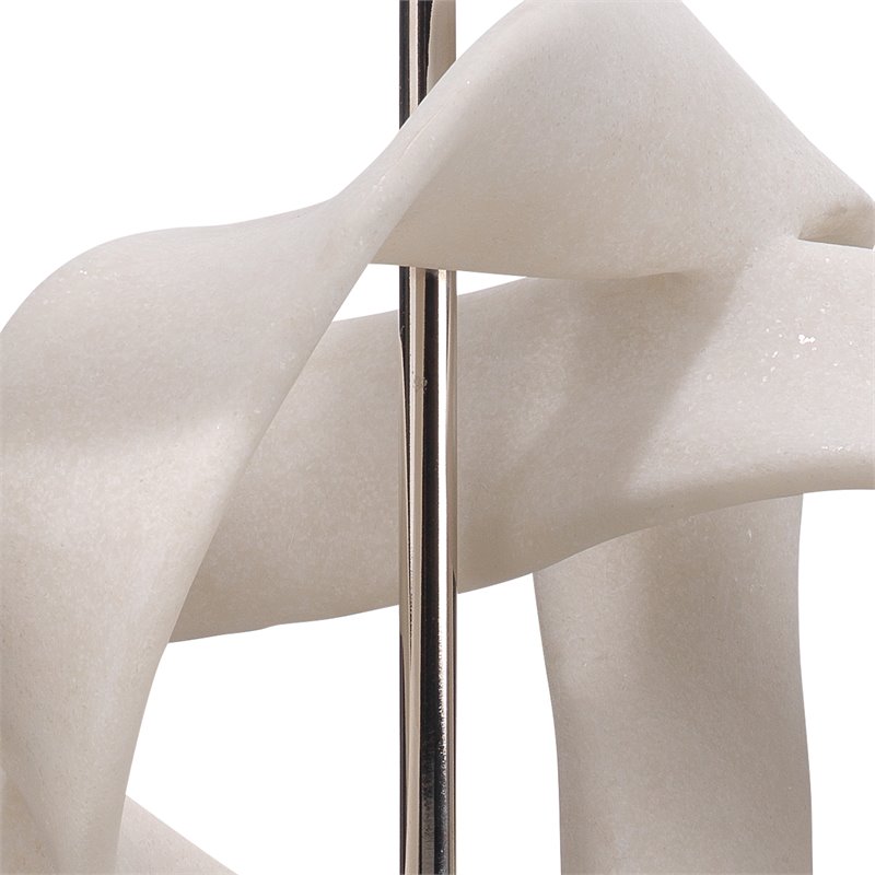 J&D Designs Co Intertwined Modern Table Lamp with Drum Shade in Off White Linen