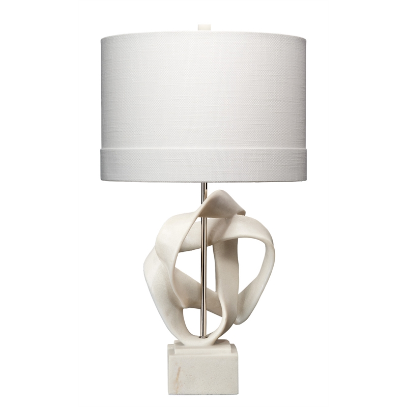 J&D Designs Co Intertwined Modern Table Lamp with Drum Shade in Off White Linen