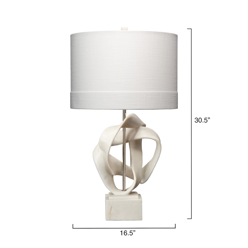 J&D Designs Co Intertwined Modern Table Lamp with Drum Shade in Off White Linen