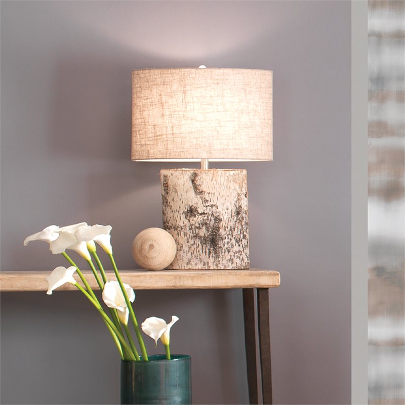 J&D Designs Co Forrester Modern Resin Table Lamp in Brown Finish