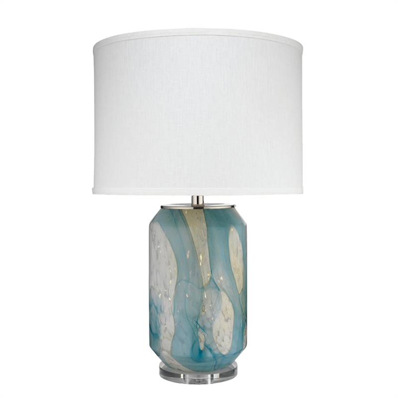 J&D Designs Co Helen Coastal Glass and Acrylic Table Lamp in Pale Blue