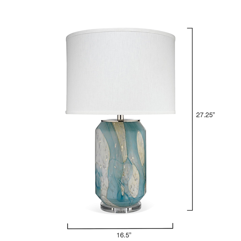 J&D Designs Co Helen Coastal Glass and Acrylic Table Lamp in Pale Blue