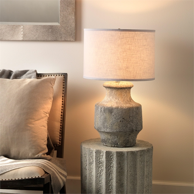 J&D Designs Co Masonry Coastal Ceramic Table Lamp in Gray Finish