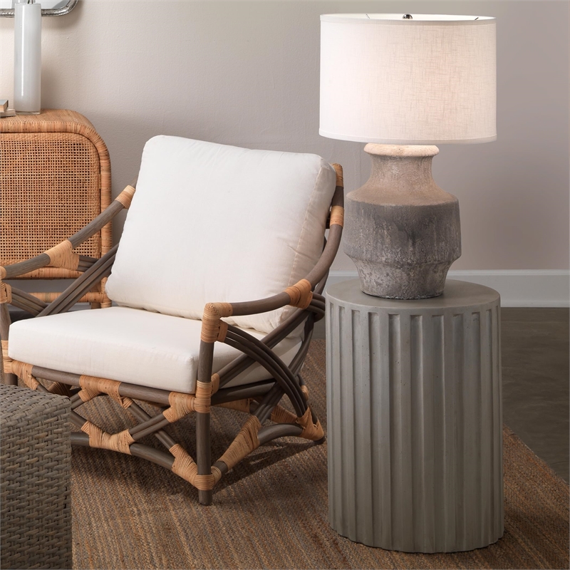 J&D Designs Co Masonry Coastal Ceramic Table Lamp in Gray Finish