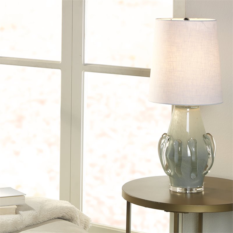 J&D Designs Co Talon Coastal Glass and Acrylic Table Lamp in Blue