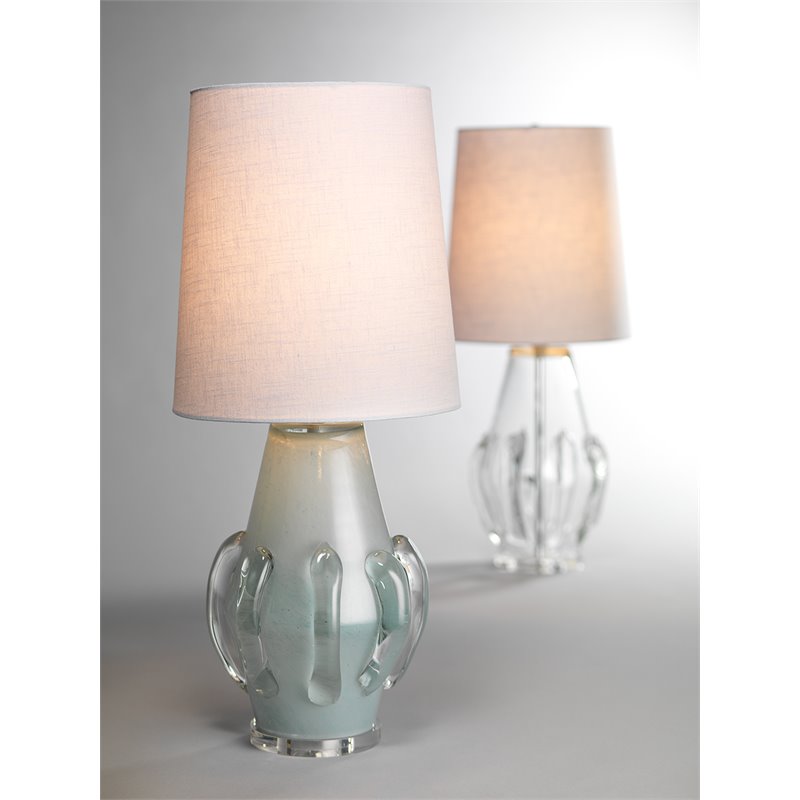 J&D Designs Co Talon Coastal Glass and Acrylic Table Lamp in Blue