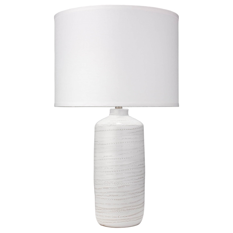 J&D Designs Co Trace Traditional Ceramic Table Lamp in White