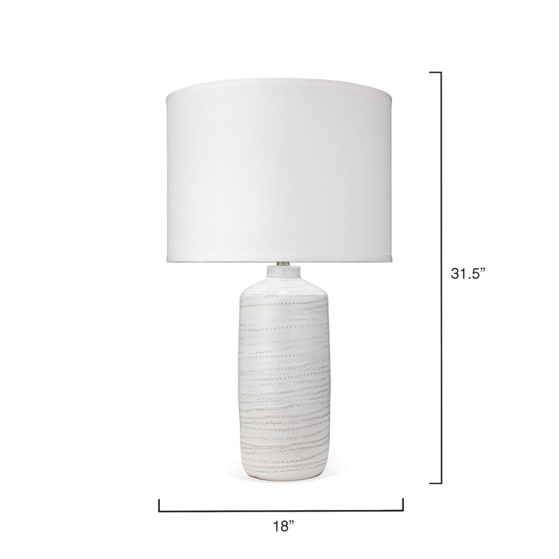 J&D Designs Co Trace Traditional Ceramic Table Lamp in White