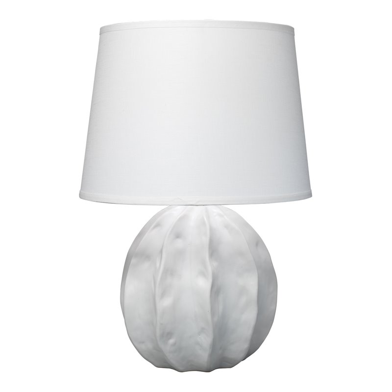 J&D Designs Co Urchin Coastal Ceramic Table Lamp in Matte White