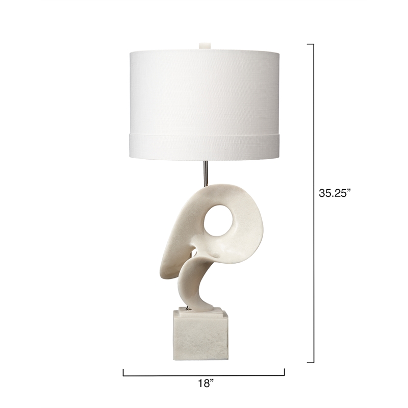 J&D Designs Co Obscure Modern Polyresin Table Lamp With Off White Linen Shade