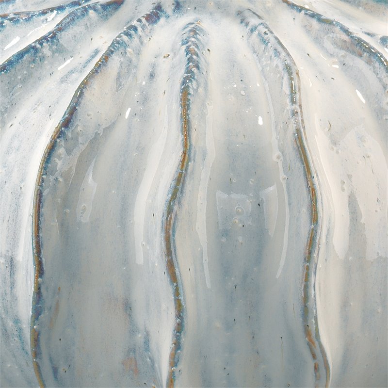 J&D Designs Co Oceane Gourd Coastal Ceramic Table Lamp in White