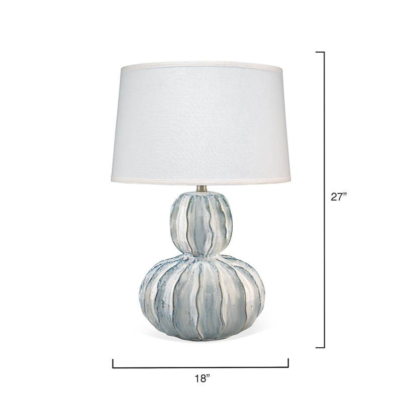 J&D Designs Co Oceane Gourd Coastal Ceramic Table Lamp in White