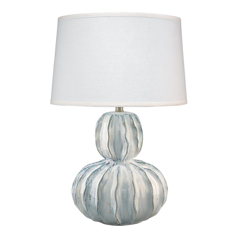 J&D Designs Co Oceane Gourd Coastal Ceramic Table Lamp in White