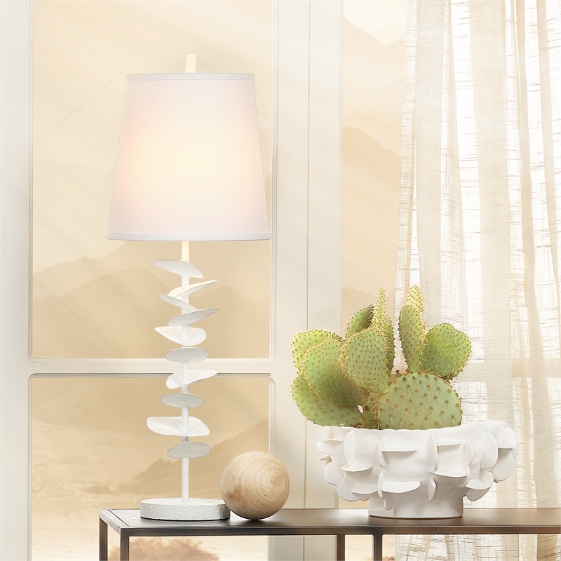 J&D Designs Co Petals Modern Steel Table Lamp in White Finish