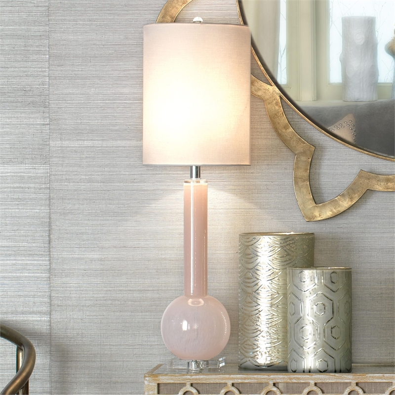j&d designs co studio contemporary glass table lamp in petal pink