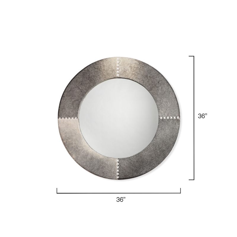 J&D Designs Co Round Traditional Glass Cross Stitch Mirror in Gray