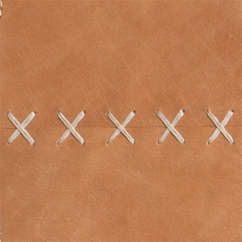 J&D Designs Co Round Traditional Leather Cross Stitch Mirror in Orange