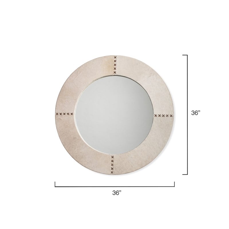 J&D Designs Co Round Traditional Glass Cross Stitch Mirror in White